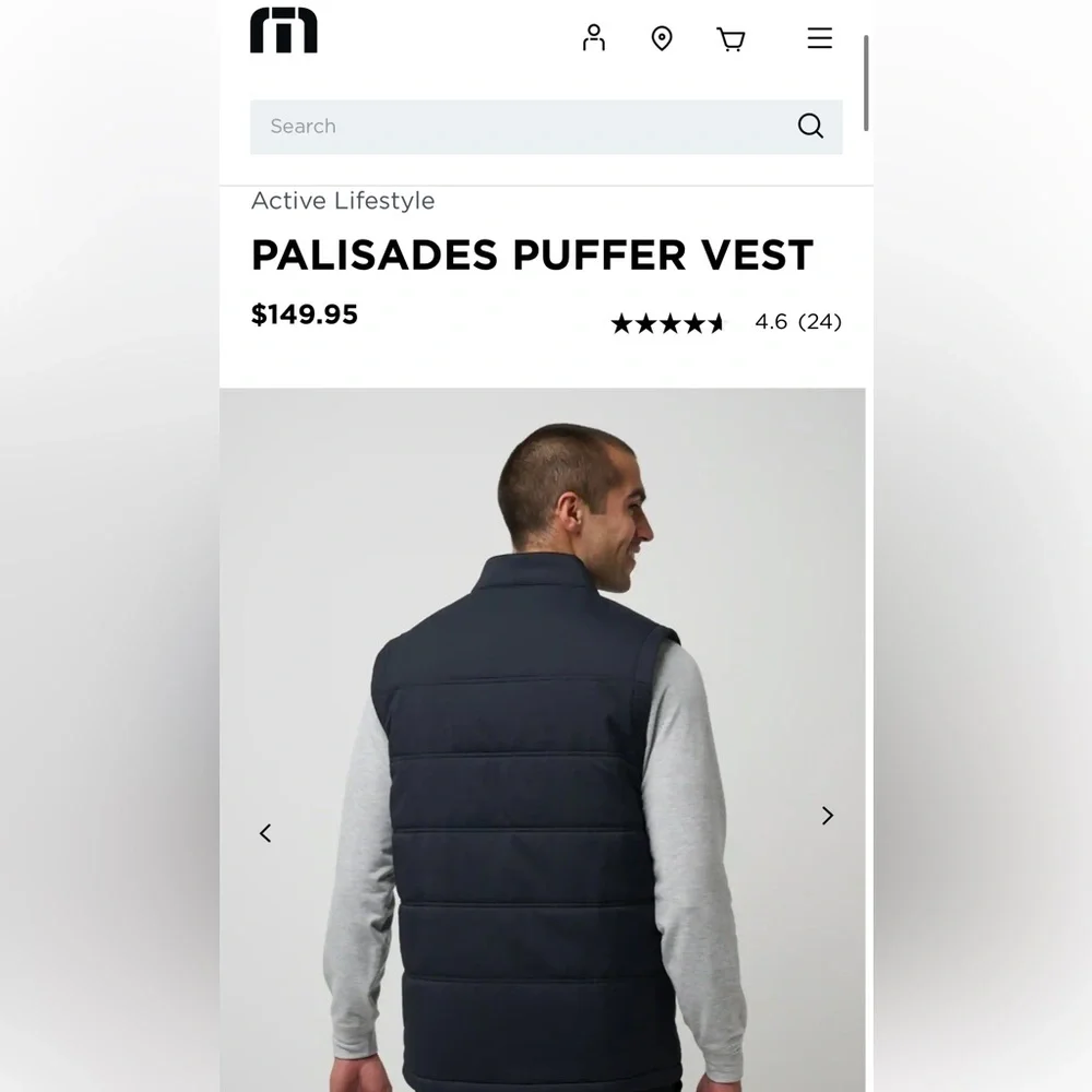 Travis Mathew Men's Gray Puffer Vest, Size XL - Picture 4 of 14